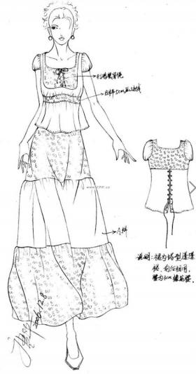 2006年唐久华设计的连衣裙手稿