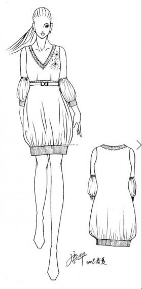2008年唐久华设计的连衣裙手稿